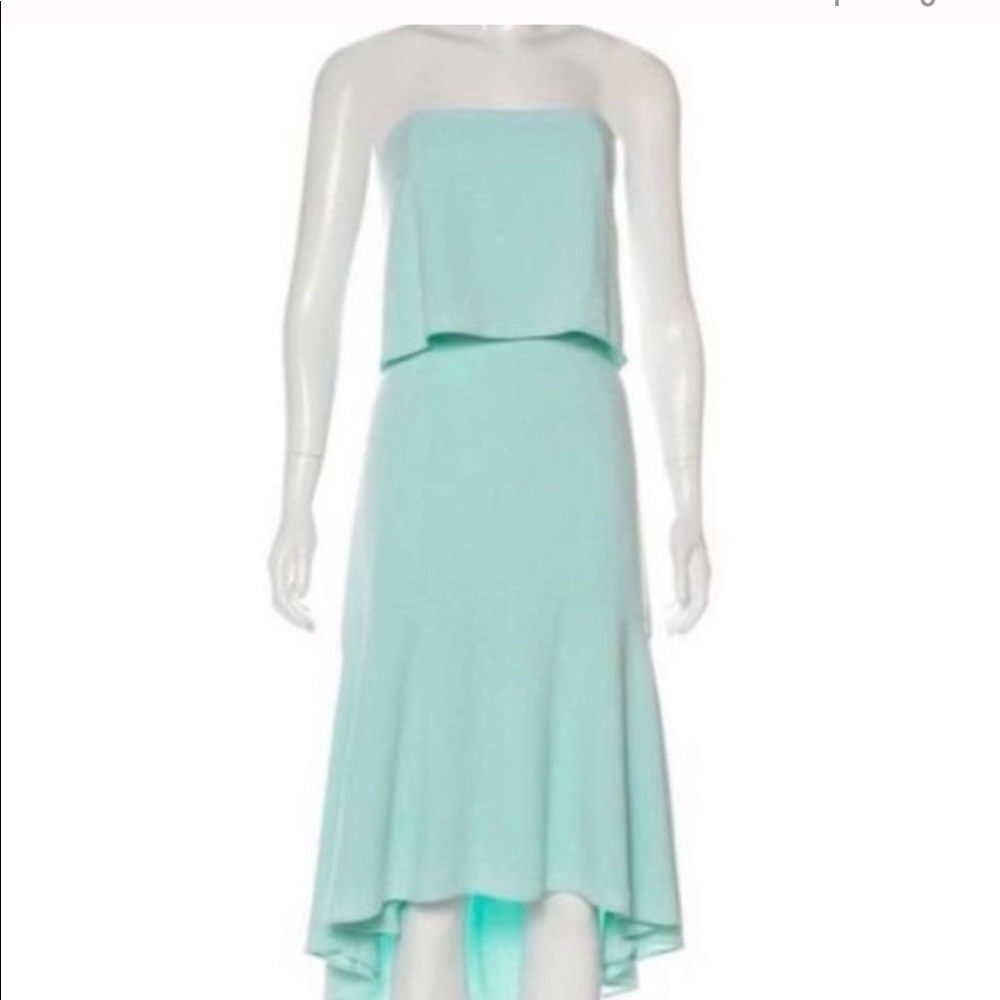 Halston Heritage Strapless Hi-lo Flounce Dress NWT